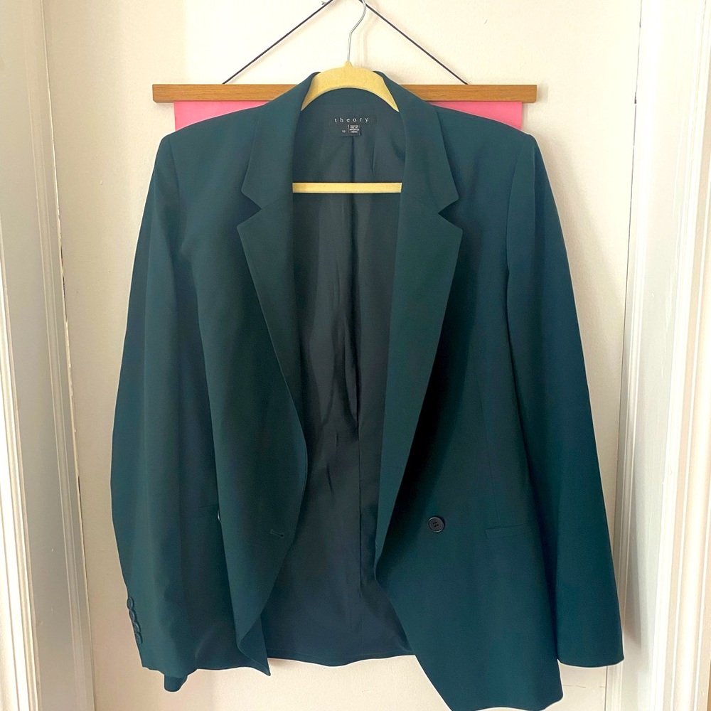 Theory Green Wool Stretch Blazer 10